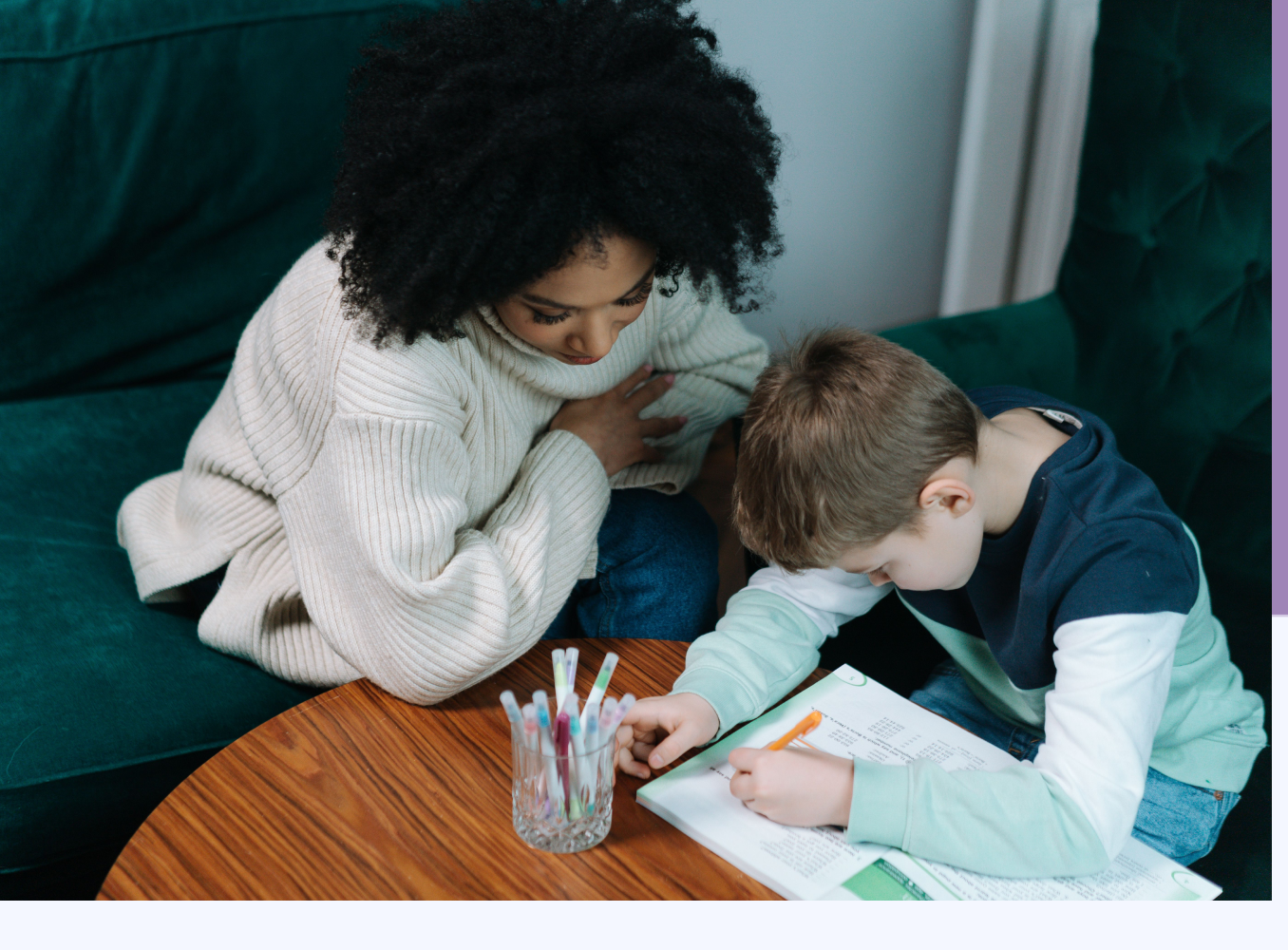 An advocate supporting a child at a Child and Youth Advocacy Centre