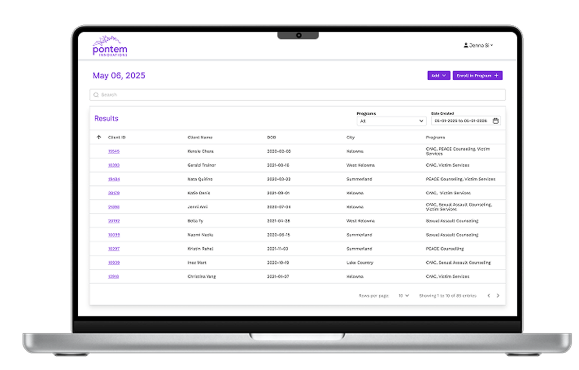 Case and program management dashboard